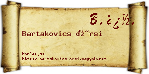 Bartakovics Örsi névjegykártya